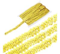 sourcing map 5 Yards 0.8 Inch Elastic Sequins Trim 2 Row Flat Sequin Strip Paillette Fabric Ribbon for Crafts DIY Fringe Sewing Costume Dress, Radiant Gold