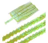 sourcing map 5 Yards 0.8 Inch Elastic Sequins Trim 2 Row Flat Sequin Strip Paillette Fabric Ribbon for Crafts DIY Fringe Sewing Costume Dress, Fruit Green