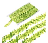 sourcing map 5 Yards 0.8 Inch Elastic Sequins Trim 2 Row Flat Sequin Strip Paillette Fabric Ribbon for Crafts DIY Fringe Sewing Costume Dress, Fluorescent Green