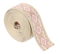 sourcing map 5 Yards Cotton Webbing Strap, 2-inch(50mm) Jacquard Webbing Ribbon Embroidery Polyester Webbing Straps Purse Strap Belt for Purse Bag Crafts Clothing, Light Pink-White