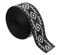 sourcing map 5 Yards Cotton Webbing Strap, 2-inch(50mm) Jacquard Webbing Ribbon Embroidery Polyester Webbing Straps Purse Strap Belt for Purse Bag Crafts Clothing, Black-Gray-White