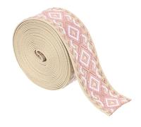 sourcing map 5 Yards Cotton Webbing Strap, 2-inch(50mm) Jacquard Webbing Ribbon Embroidery Polyester Webbing Straps Purse Strap Belt for Purse Bag Crafts Clothing, Pink-White