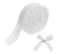 sourcing map 5 Yards Light White Lace Trim, 1 Inch Wide Vintage Floral Fabric Lace Ribbon by the Roll for DIY Handicrafts Wedding Decorating Sewing Bouquet Hair Bow Making Gift Wrapping