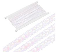 sourcing map 5 Yards Sequins Beaded Lace Trim 0.4 Inch Sequin Braid Trim Strip Paillette Ribbon for Crafts, Embellishments, DIY Sewing Costume Iridescent