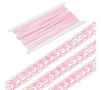 sourcing map 5 Yards Sequins Beaded Lace Trim 0.4 Inch Sequin Braid Trim Strip Paillette Ribbon for Crafts, Embellishments, DIY Sewing Costume Pink