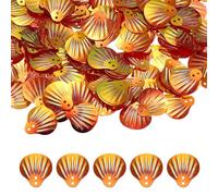 sourcing map 50 Gram Loose Sequins 13 mm Seashell Sequins and Spangles with 2 Holes for Earrings Clothing Accessories Embroidery Sewing DIY Art Crafts Supplies, Gold Opaque Scarlet