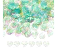 sourcing map 50 Gram Loose Sequins 13 MM Seashell Sequins and Spangles with 2 Holes for Earrings Clothing Accessories Embroidery Sewing DIY Art Crafts Supplies, Fantasy Transparent Green