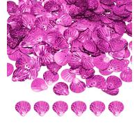 sourcing map 50 Gram Loose Sequins 18mm Seashell Sequins and Spangles with 2 Holes for Earrings Clothing Embroidery Sewing DIY Art Crafts Supplies, Laser Rose Red