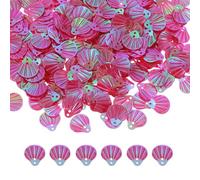 sourcing map 50 Gram Loose Sequins 18mm Seashell Sequins and Spangles with 2 Holes for Earrings Clothing Embroidery Sewing DIY Art Crafts Supplies, Peacock Red Milk Color