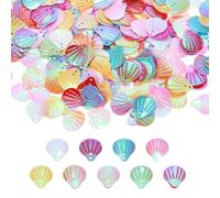 sourcing map 50 Gram Loose Sequins 18mm Seashell Sequins and Spangles with 2 Holes for Earrings Clothing Embroidery Sewing DIY Art Crafts Supplies, Iridescent Mixed Colors