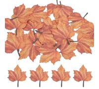 sourcing map 50 Pack Artificial Maple Leaves Fall Leave Cutouts Stickers Thanksgiving Day Autumn Leaf Decorate Red with Glue 2.7 x 3.3 Inch for Wedding Thanksgiving Parties Crafts