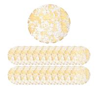 sourcing map 50 Pack Foil Disposable Placemats, 6.3 Inch Round Pressed Foil Placemat Metallic Mesh Table Place Mats for Dining Table Wedding Birthday Party Home Decoration, Gold