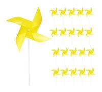 sourcing map 50-Pack Windmills for the Yard Garden 17" x 11" Yellow | 4 Leaves Pinwheels Wind Mills Spinners, Windproof, Waterproof, Bird Devices, with Stakes, for Patio Decor