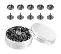 sourcing map 50 Pairs Copper Pin Backs, Butterfly Tie Locking Pin Backs Replacement 11mm x 10mm for Hat Badge Craft Making, Grey