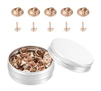 sourcing map 50 Pairs Copper Pin Backs, Butterfly Tie Locking Pin Backs Replacement 11mm x 4mm for Hat Badge Craft Making, Rose Gold