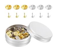 sourcing map 50 Pairs Copper Pin Backs, Butterfly Tie Locking Pin Backs Replacement 11mm x 4mm for Hat Badge Craft Making, Gold Tone, Silver Tone