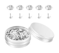 sourcing map 50 Pairs Metal Pin Backs, Butterfly Tie Locking Pin Backs Replacement 11mm x 4mm for Hat Badge Craft Making, Silver Tone