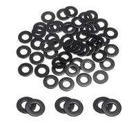 sourcing map 50 Pcs 1/4" Stainless Steel Flat Washers, 7.3mm ID x 15mm OD x 1.4mm Thick Black Zinc Plated Metal Washers for Screws and Bolts