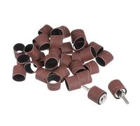 sourcing map 50 Pcs 1 Inch Sanding Sleeves Sandpaper Set 120 Grit with 2 Pcs 0.79 Inch Drum Mandrels for Rotary Tools