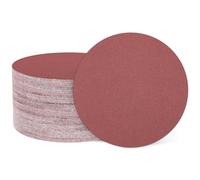 sourcing map 50 Pcs 100mm 4 Inch Sanding Discs, 320 Grit Hook and Loop Sandpaper, No-Hole Aluminum Oxide Orbital Sander Sandpaper for Woodworking Automotive Metal Polishing, Red