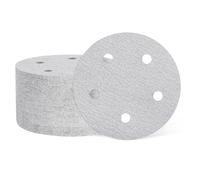sourcing map 50 Pcs 125mm (5 Inch) Sanding Disc 5 Hole 80 Grit Hook and Loop Sandpaper Random Orbital Sander Pads for Woodworking Automotive Metal Polishing, White