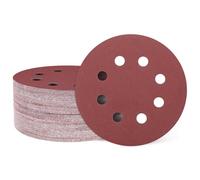 sourcing map 50 Pcs 125mm (5 Inch) Sanding Discs, 800 Grit Hook and Loop Sandpaper, 8-Hole Aluminum Oxide Orbital Sander Sandpaper for Woodworking Automotive Metal Polishing, Red