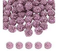 sourcing map 50 Pcs 12mm Rhinestone Beads for Jewelry Making, Bling Disco Bead Sparkle Diamond Clay Bead for Necklace Bracelet Christmas, Light Purple