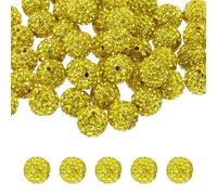 sourcing map 50 Pcs 12mm Rhinestone Beads for Jewelry Making, Bling Disco Bead Sparkle Diamond Clay Bead for Necklace Bracelet Christmas, Lemon Yellow