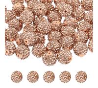 sourcing map 50 Pcs 12mm Rhinestone Beads for Jewelry Making, Bling Disco Bead Sparkle Diamond Clay Bead for Necklace Bracelet Christmas, Peach Color