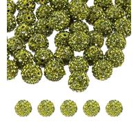 sourcing map 50 Pcs 12mm Rhinestone Beads for Jewelry Making, Bling Disco Bead Sparkle Diamond Clay Bead for Necklace Bracelet Christmas, Olive Green