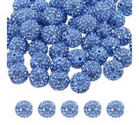sourcing map 50 Pcs 12mm Rhinestone Beads for Jewelry Making, Bling Disco Bead Sparkle Diamond Clay Bead for Necklace Bracelet Christmas, Light Blue