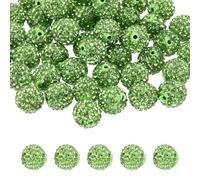 sourcing map 50 Pcs 12mm Rhinestone Beads for Jewelry Making, Bling Disco Bead Sparkle Diamond Clay Bead for Necklace Bracelet Christmas, Light Green