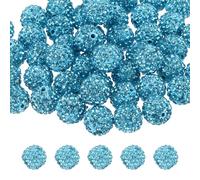 sourcing map 50 Pcs 12mm Rhinestone Beads for Jewelry Making, Bling Disco Bead Sparkle Diamond Clay Bead for Necklace Bracelet Christmas, Lake Blue