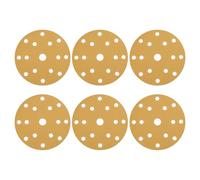 sourcing map 50 Pcs 150mm 6 Inch Sanding Disc 15 Hole 220 Grit Hook and Loop Sandpaper Aluminum Oxide Random Orbital Sander Pads for Woodworking Automotive Metal, Gold