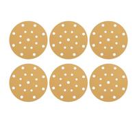 sourcing map 50 Pcs 150mm 6 Inch Sanding Disc 17 Hole 220 Grit Hook and Loop Sandpaper Aluminum Oxide Random Orbital Sander Pads for Woodworking Automotive Metal, Gold