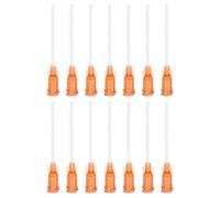 sourcing map 50 Pcs 15G Plastic Dispensing Needles With Luer Lock, 1.5" PTFE Needle Tube PP Heat-Resistant Plastic Blunt Tip for Liquid Glue Gun, Amber