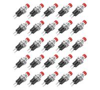 sourcing map 50 Pcs 1A 250V AC 7mm Mini Momentary Push Button Switch SPST NC Red Switch Button with Soldering Foot for Electronic Devices