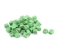sourcing map 50 Pcs 2 Pin Screw Terminal Block 3.5mm Pitch Panel PCB Mount Green