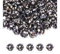 sourcing map 50 Pcs 4mm Rhinestone Beads for Jewelry Making, Bling Disco Bead Sparkle Diamond Clay Bead for Necklace Bracelet Christmas, Black Mineral