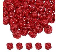 sourcing map 50 Pcs 4mm Rhinestone Beads for Jewelry Making, Bling Disco Bead Sparkle Diamond Clay Bead for Necklace Bracelet Christmas, Red