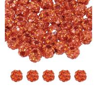 sourcing map 50 Pcs 4mm Rhinestone Beads for Jewelry Making, Bling Disco Bead Sparkle Diamond Clay Bead for Necklace Bracelet Christmas, Orange Red