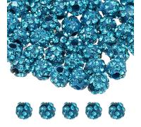 sourcing map 50 Pcs 4mm Rhinestone Beads for Jewelry Making, Bling Disco Bead Sparkle Diamond Clay Bead for Necklace Bracelet Christmas, Green Blue