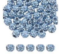 sourcing map 50 Pcs 4mm Rhinestone Beads for Jewelry Making, Bling Disco Bead Sparkle Diamond Clay Bead for Necklace Bracelet Christmas, Light Blue