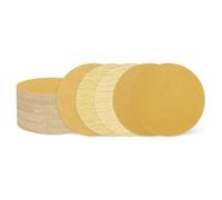 sourcing map 50 Pcs 75mm 3 Inch Sanding Disc 60/80/120/220/320 Grit Hook and Loop Sandpaper Aluminum Oxide Random Orbital Sander Pads for Woodworking Automotive Metal, Gold