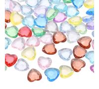 sourcing map 50 Pcs Acrylic Heart Rhinestone, 12mm Crystal Gems Rhinestone Plastic Gems Jewelry Stickers for Craft Bead Face Painting Costume Jewelry Making, Multicolor