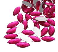 sourcing map 50 Pcs Acrylic Horse Eye Gems, Hot Pink Rhinestones 20x9mm Flat Back Gems Flat Back Crystal Rhinestones Bulk Gems for Crafting Rhinestones for Clothes Crafting Bedazzling Nails