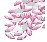 sourcing map 50 Pcs Acrylic Horse Eye Gems, Light Pink Rhinestones 20x9mm Flat Back Gems Flat Back Crystal Rhinestones Bulk Gems for Crafting Rhinestones for Clothes Crafting Bedazzling Nails