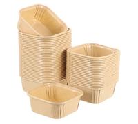 sourcing map 50 Pcs Aluminum Foil Cupcake Liners, Greaseproof Muffins Baking Cupcakes for Wedding Birthday Party Decoration, Khaki (Square)