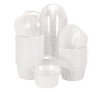 sourcing map 50 Pcs Aluminum Foil Cupcake Liners with Lids, Greaseproof Muffins Baking Cupcakes for Wedding Birthday Party Decoration, White (Round)