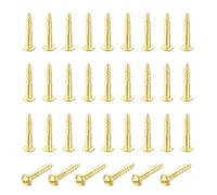 sourcing map 50 Pcs Brass Screws, M2 x 10mm Solid Slotted Round Head Self-Tapping Wood Screw Fasteners for Woodworking Furniture Repair Photo Frame Drywall Home Appliances, Gold
